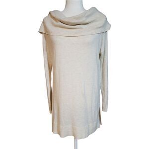 Caslon 3 in 1 Cowl Neck Pullover Cream Gray  Sweater Size Medium